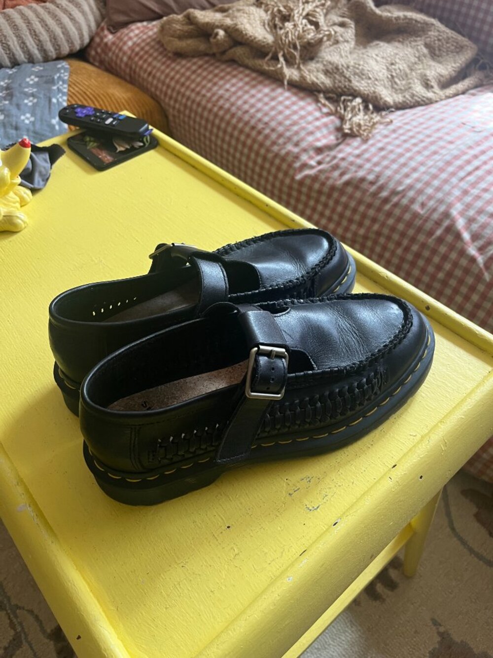 Black Adrian T-Bar Leather Loafers EU 39 9US GUC Runs large